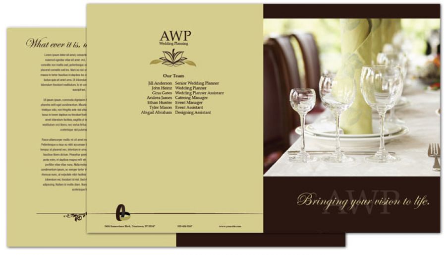 Wedding Planner Half Fold Brochure Design Layout